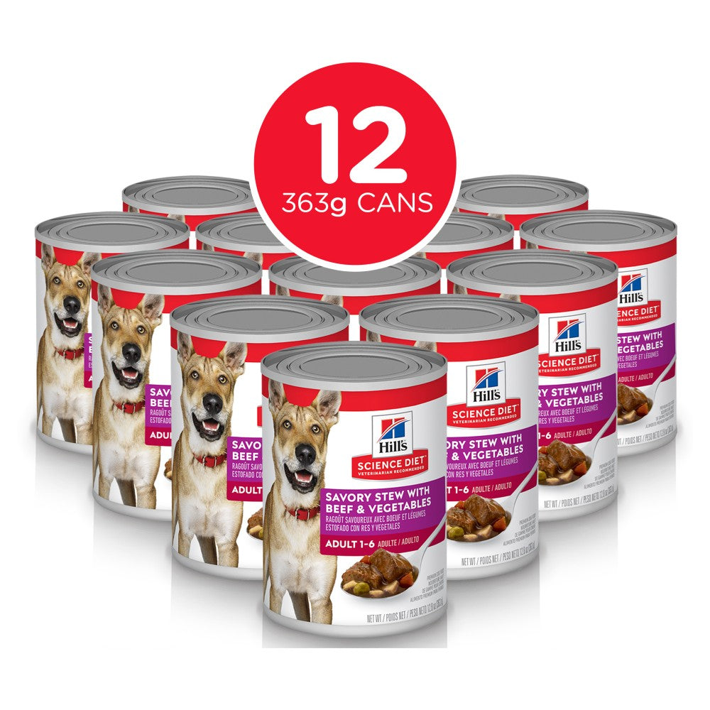 Hills Science Diet Adult Savory Stew Beef and Vegetable Canned Dog...