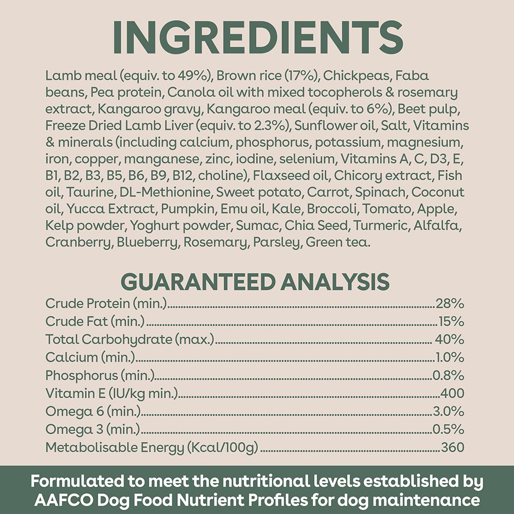 PureLife Freeze-Dried Raw-Coated Lamb and Kangaroo Adult Dog Food