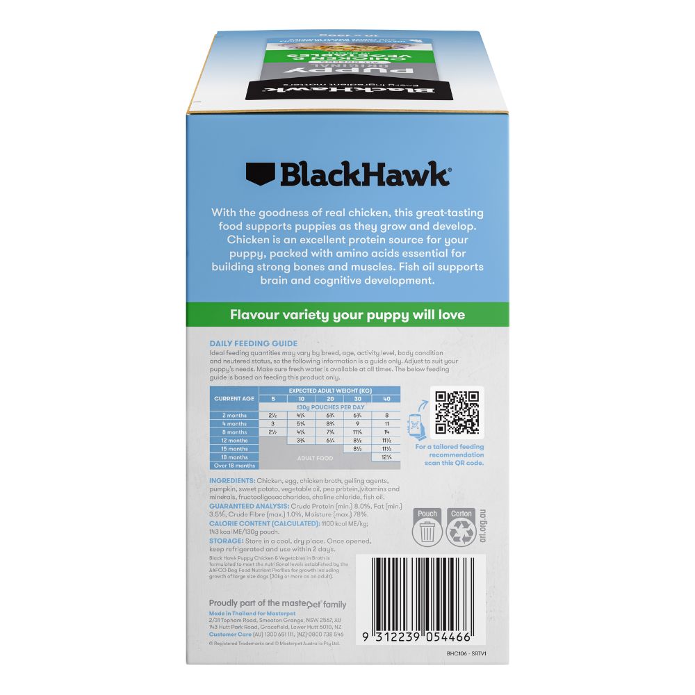 Black Hawk Puppy Chicken And Vegetables Wet Food Pouches