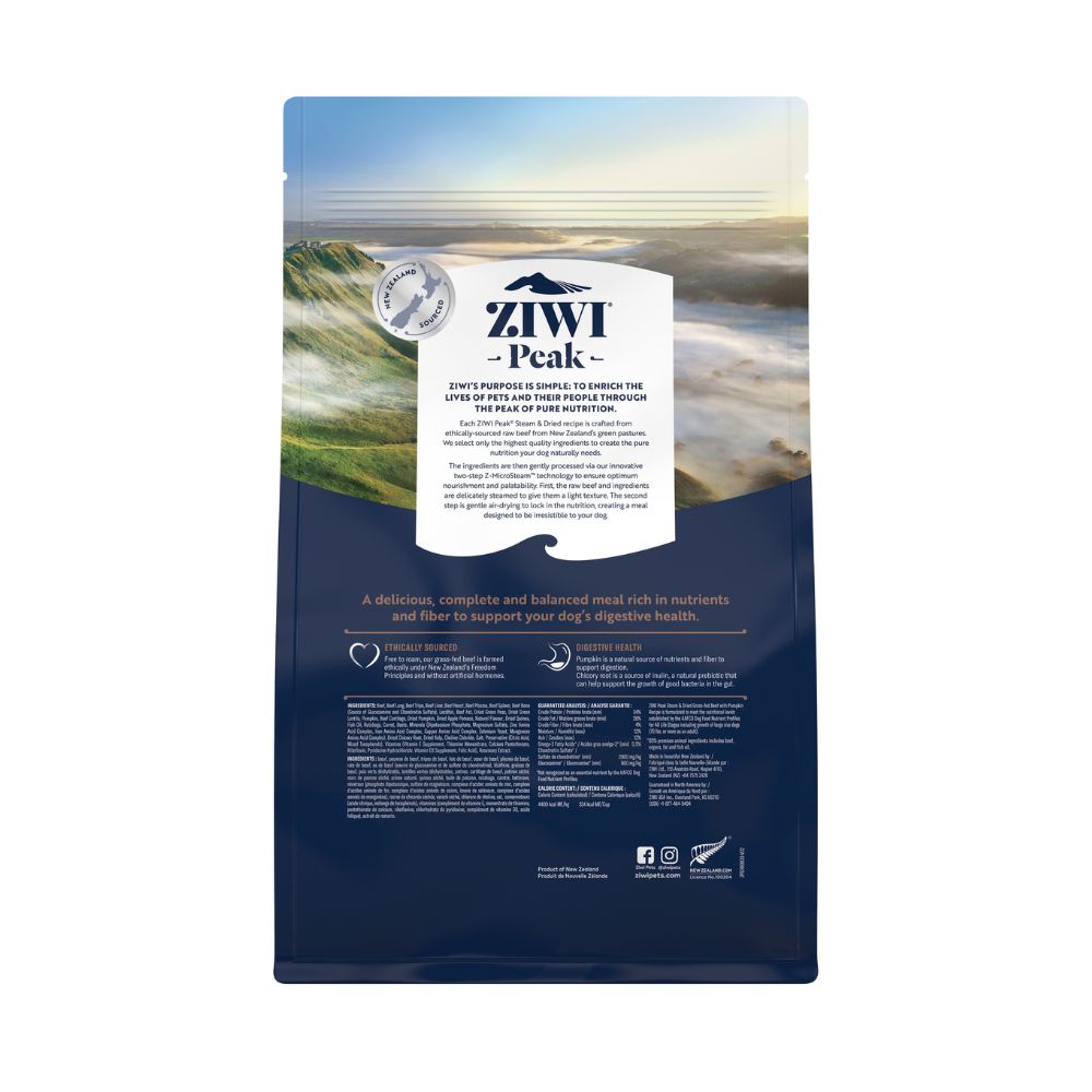 Ziwi Peak Steam and Dried Beef with Pumpkin Dry Dog Food