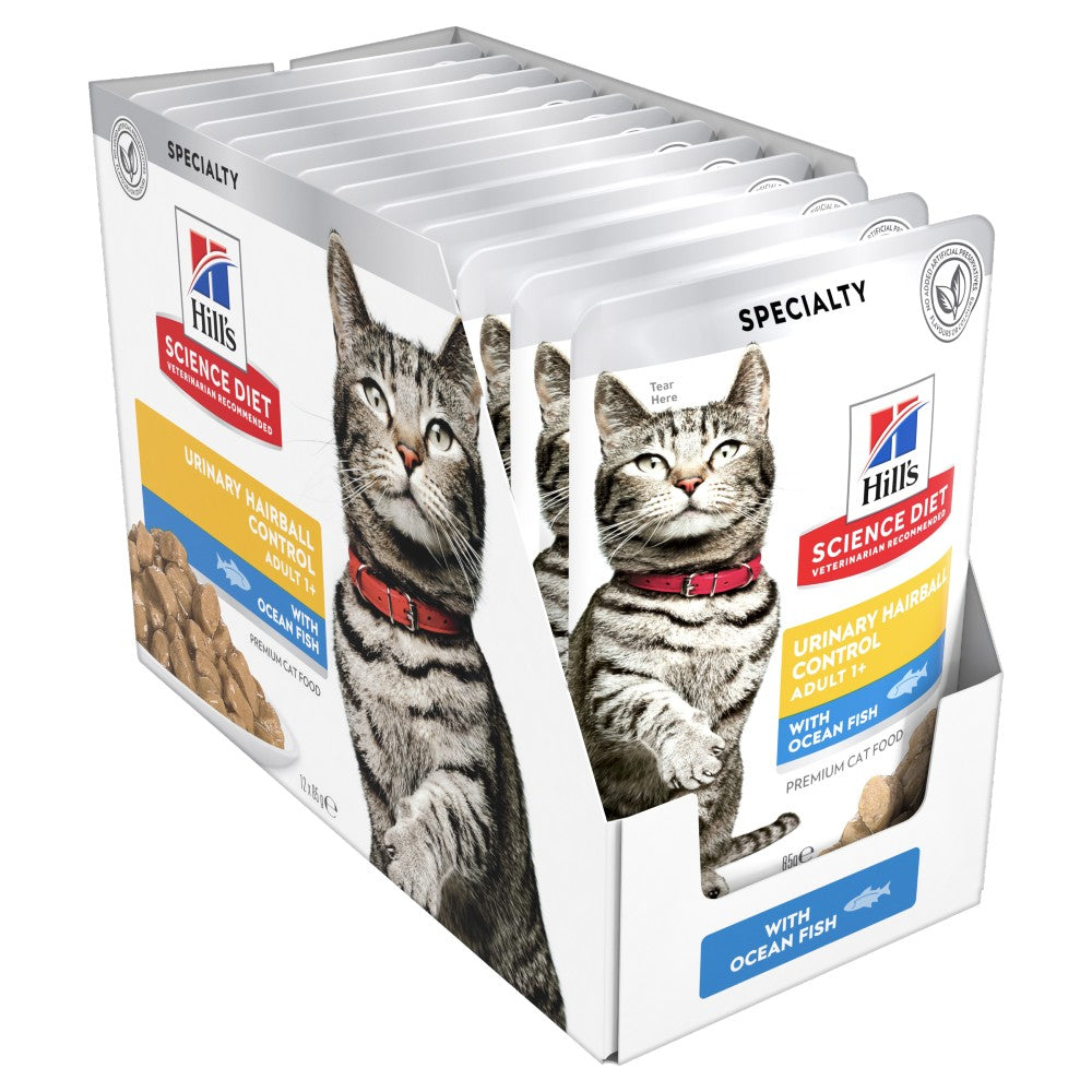 Hills Science Diet Adult Urinary Hairball Control Fish Cat Food Pouches