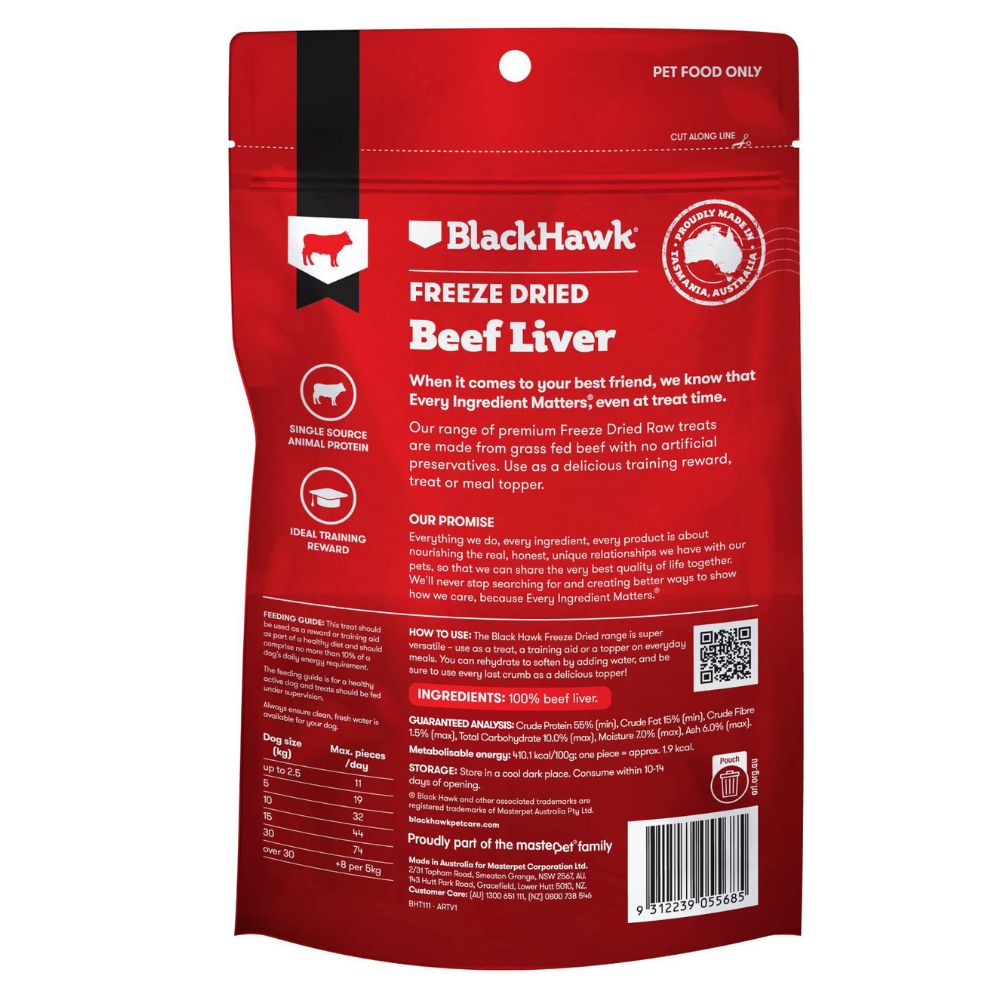 Black Hawk Freeze Dried Beef Liver Dog Treats