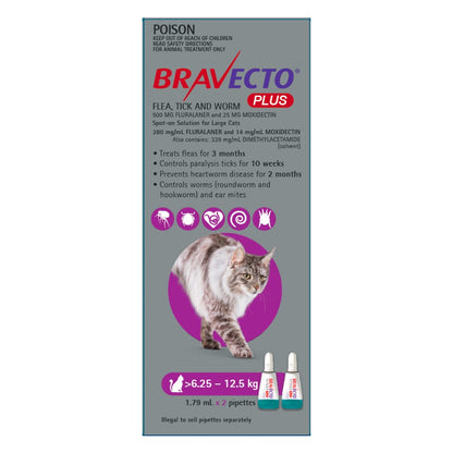 Bravecto Plus Large Cats 6.25-12.5kg Purple