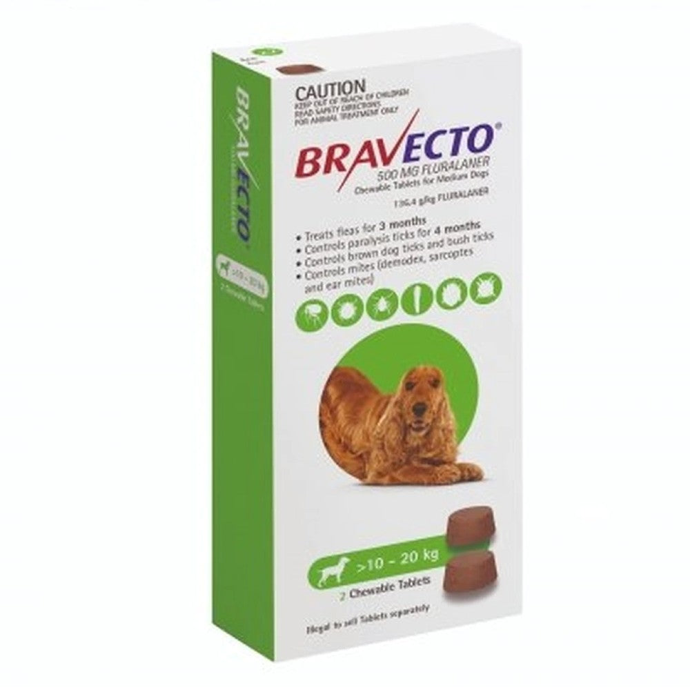 Bravecto Medium 10-20kg Green Dog Chew Treatment