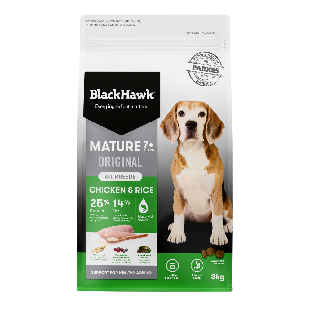 Black Hawk Dog Food Mature Chicken and Rice