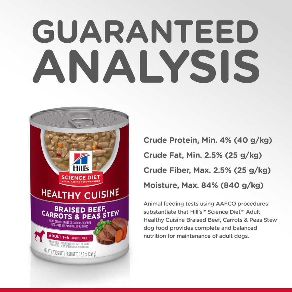 Hills Science Diet Adult Healthy Cuisine Beef, Carrot and Peas Stew Canned Dog Food