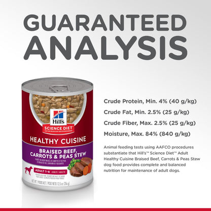 Hills Science Diet Adult Healthy Cuisine Beef, Carrot and Peas Stew Canned Dog Food