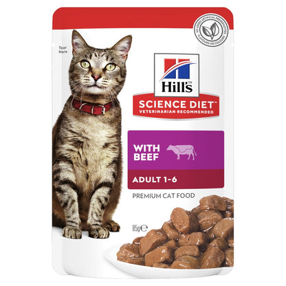 Hills Science Diet Adult Beef Cat Food Pouches