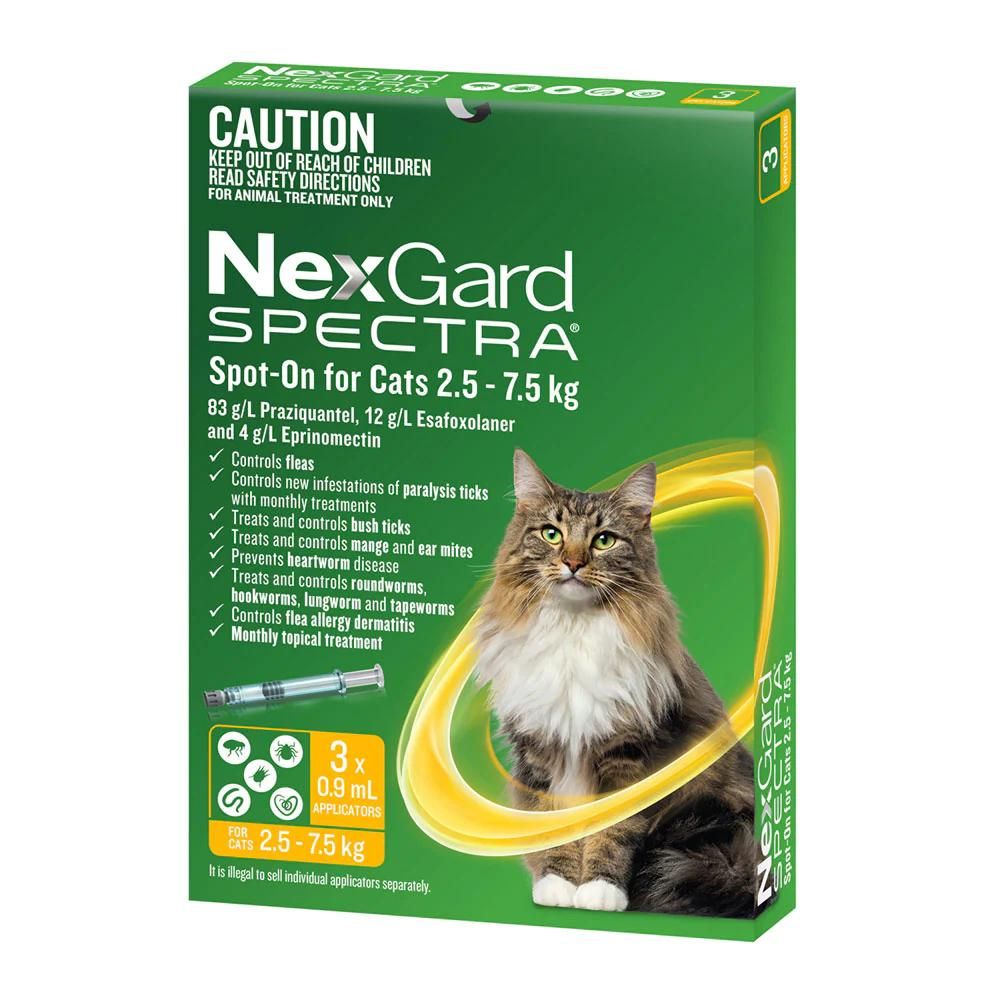 NexGard Spectra Large Cats 2.5-7.5kg Yellow
