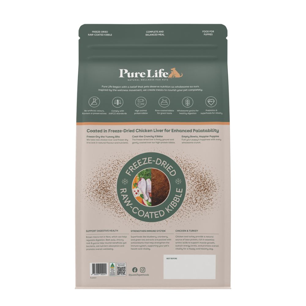 PureLife Puppy Freeze-Dried Raw-Coated Chicken and Turkey Dog Food
