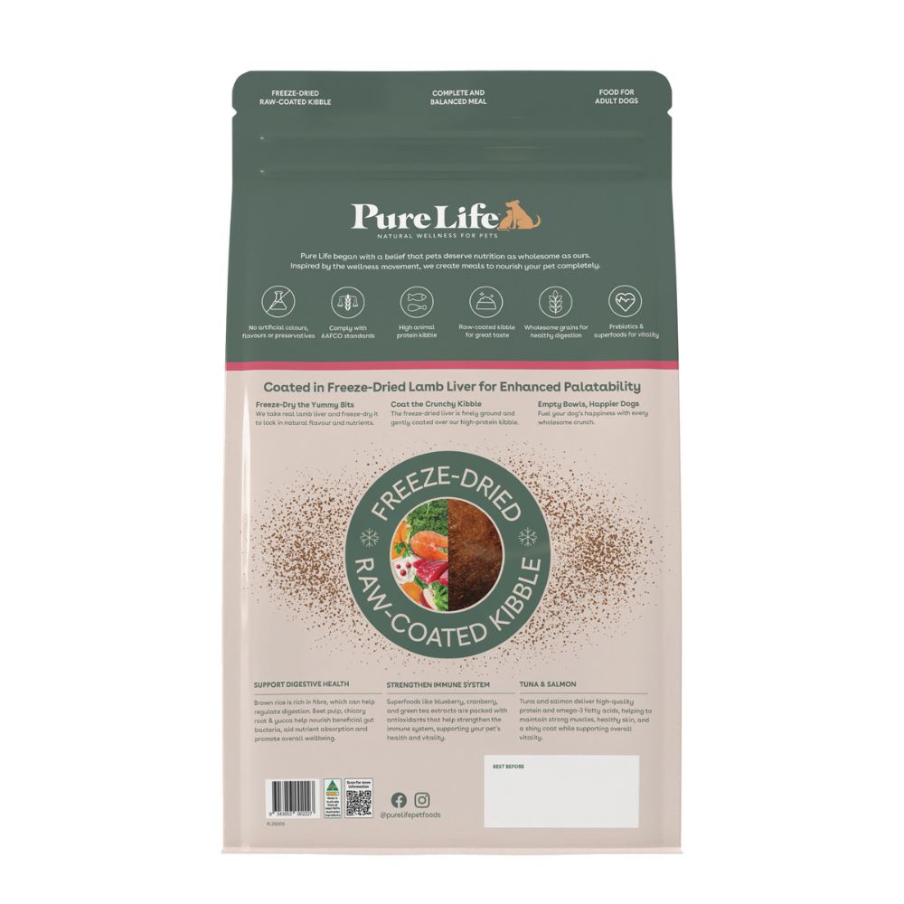 PureLife Freeze-Dried Raw-Coated Tuna and Salmon Adult Dog Food