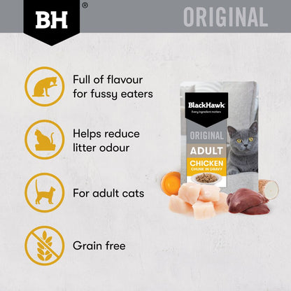 Black Hawk Adult Cat Chicken in Gravy Pouches