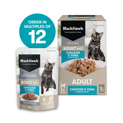 Black Hawk Adult Cat Chicken and Tuna in Gravy Pouches