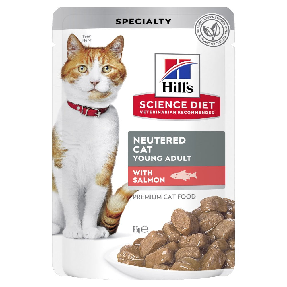 Hills Science Diet Young Adult Neutered Salmon Cat Food Pouches