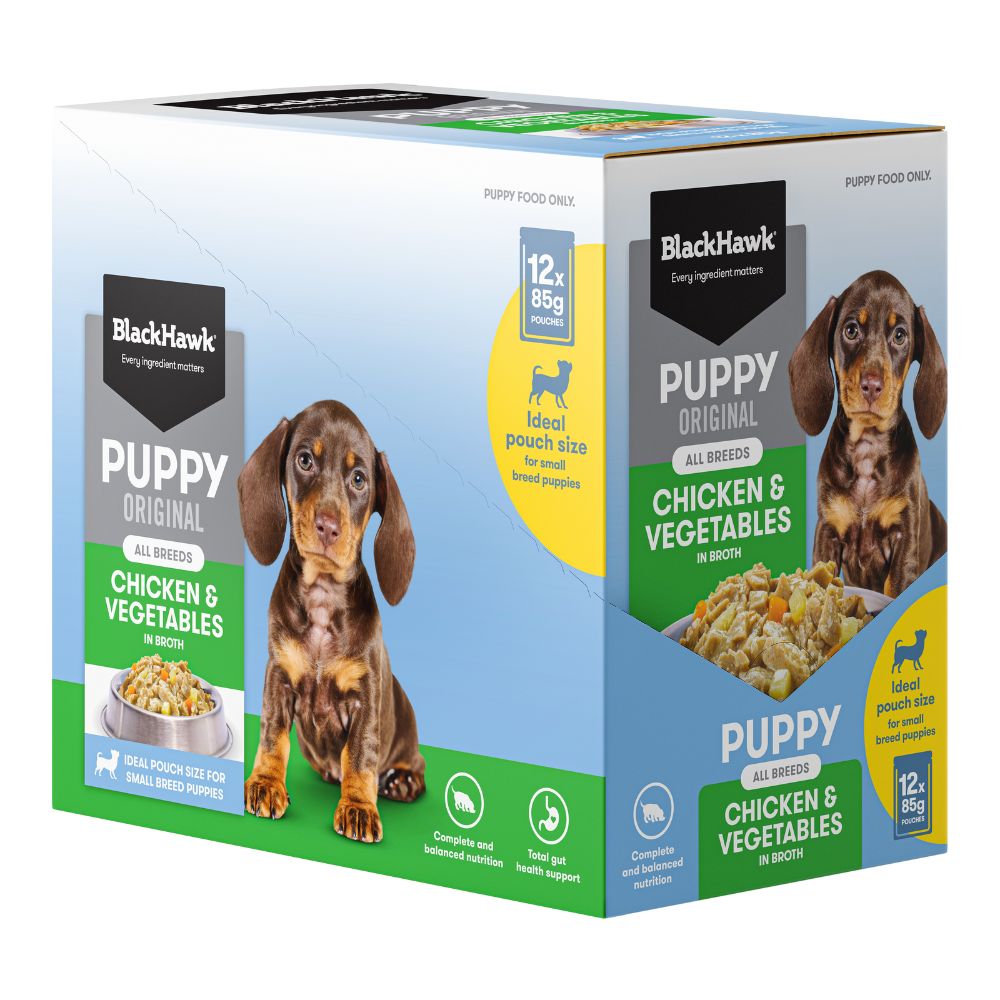Black Hawk Puppy Chicken And Vegetables Wet Food Pouches