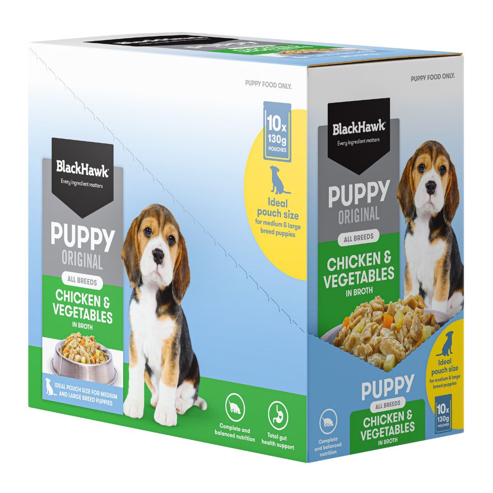 Black Hawk Puppy Chicken And Vegetables Wet Food Pouches