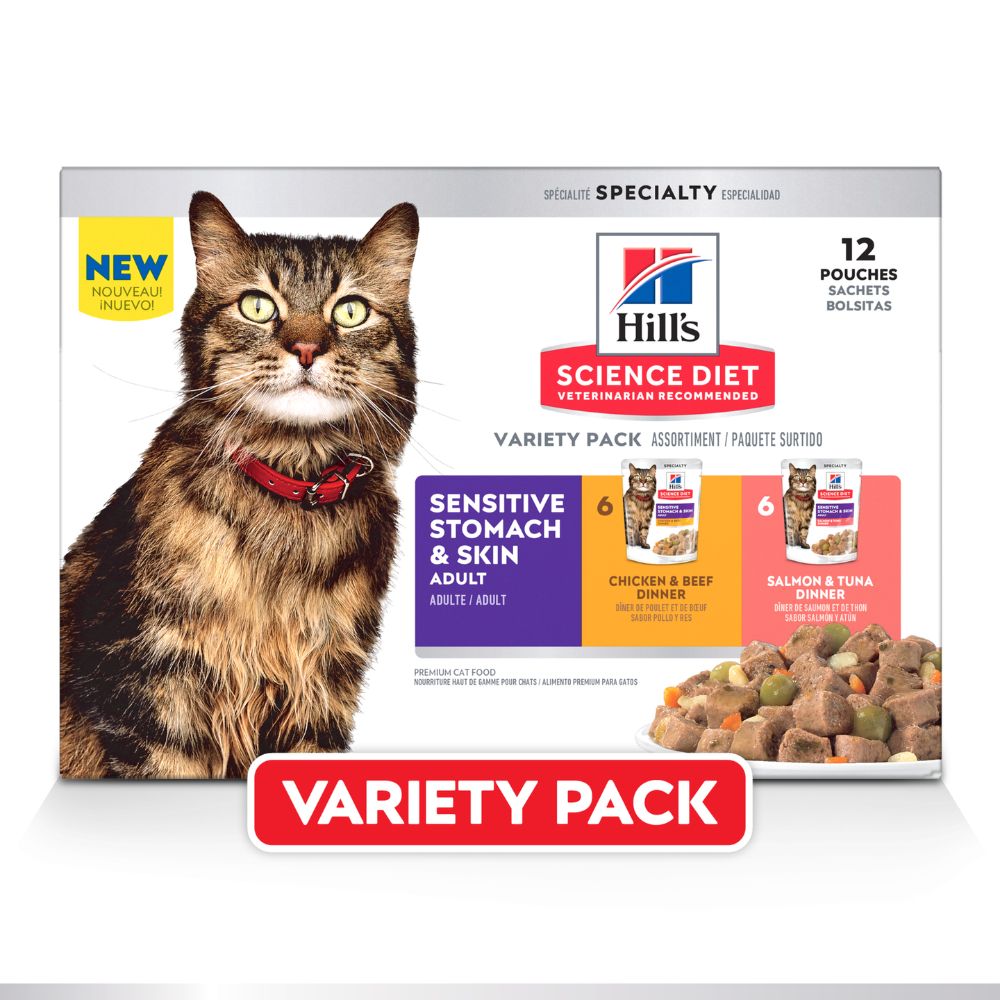 Hills Science Diet Adult Sensitive Stomach and Skin Variety Pack Cat Food Pouches
