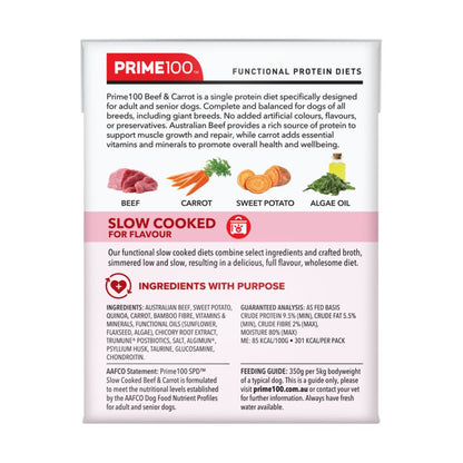 Prime100 SPD Slow Cooked Beef and Carrot Wet Dog Food