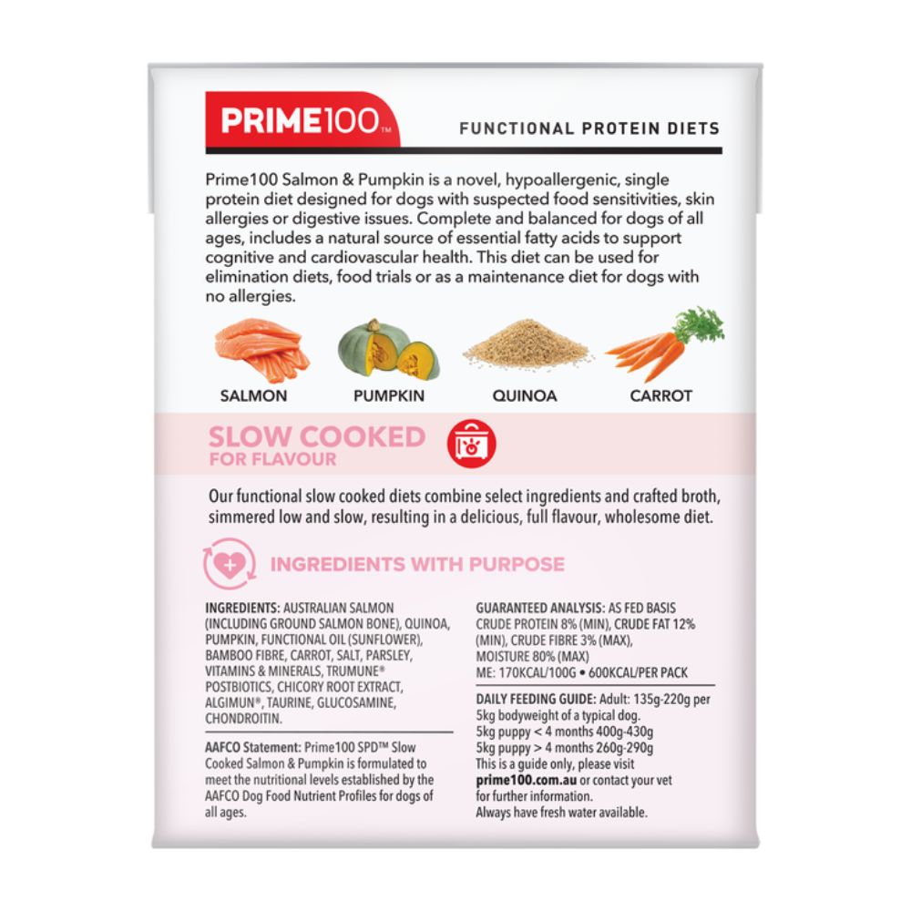 Prime100 SPD Slow Cooked Salmon and Pumpkin Wet Dog Food