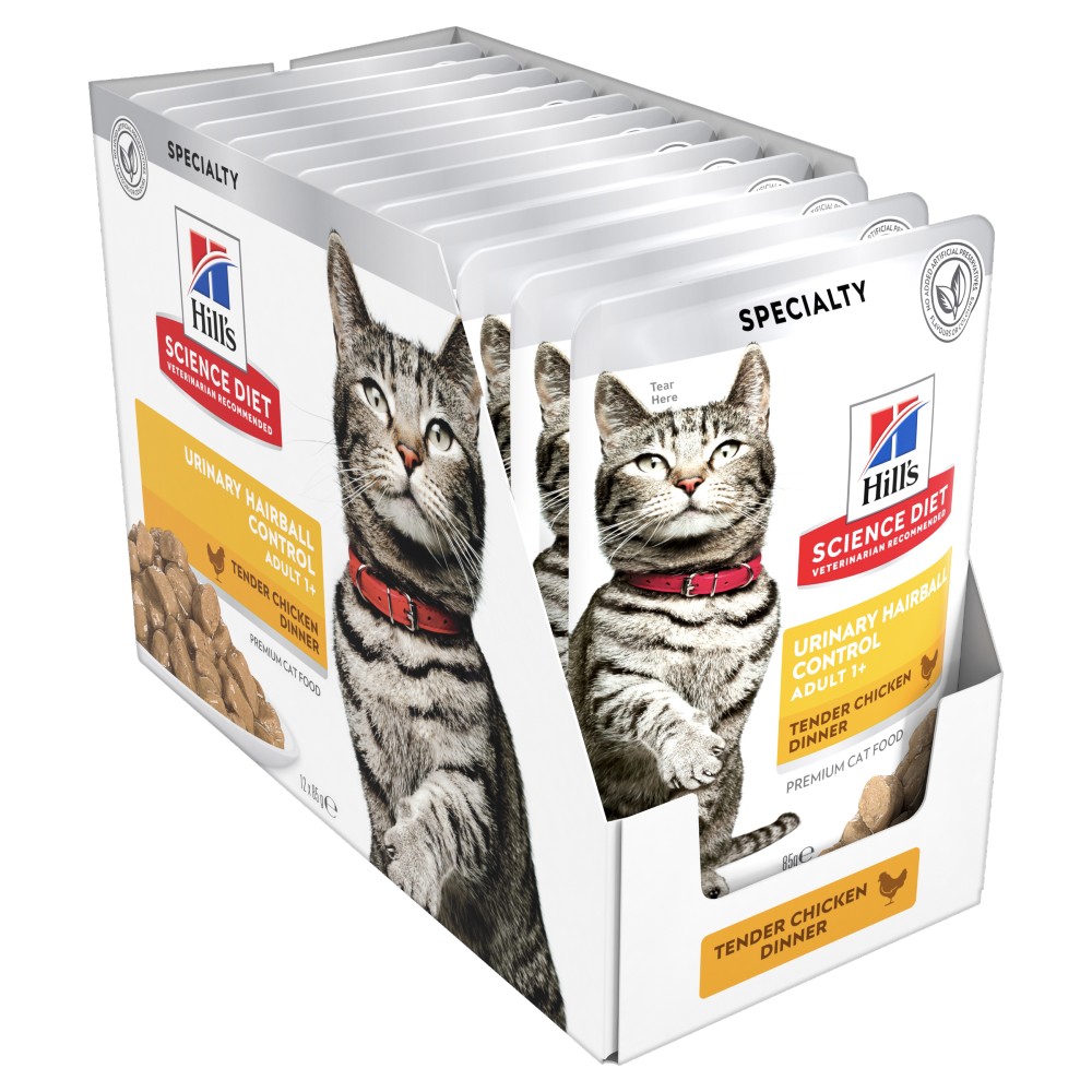 Hills Science Diet Adult Urinary Hairball Control Chicken Cat Food Pouches