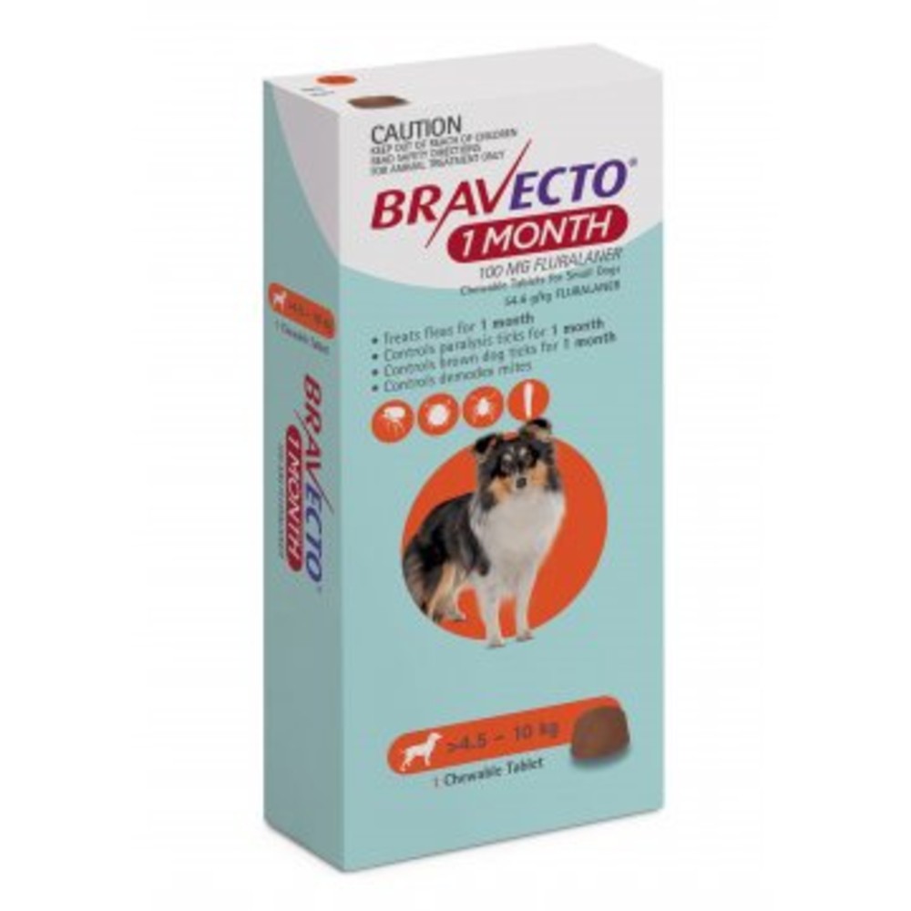 Bravecto Small 4.5-10kg Orange Dog 1 Month Chew Treatment
