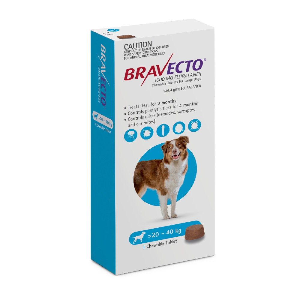 Bravecto Large 20-40kg Blue Dog Chew Treatment
